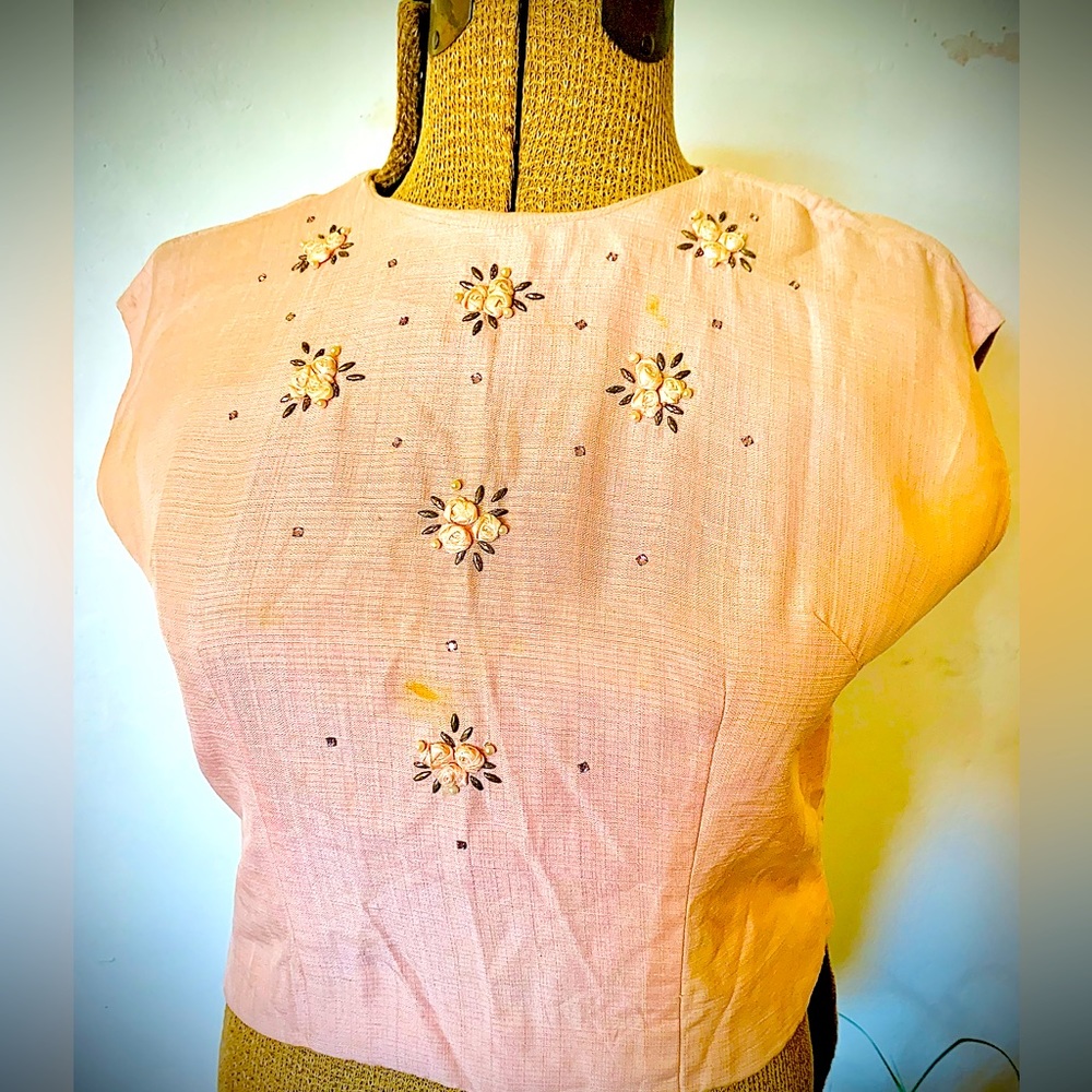 1960's Peach Samuel Grossman Womens Designer Suit TOP ONLY